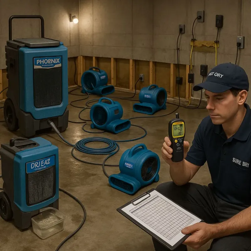 Structural Drying and Dehumidification process in Kent County, RI